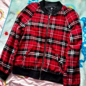 LAST CHANCE Flannel Red Plaid Zip Up Jacket XL